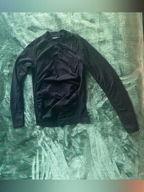 Athleta Black Ribbed Crewneck Top